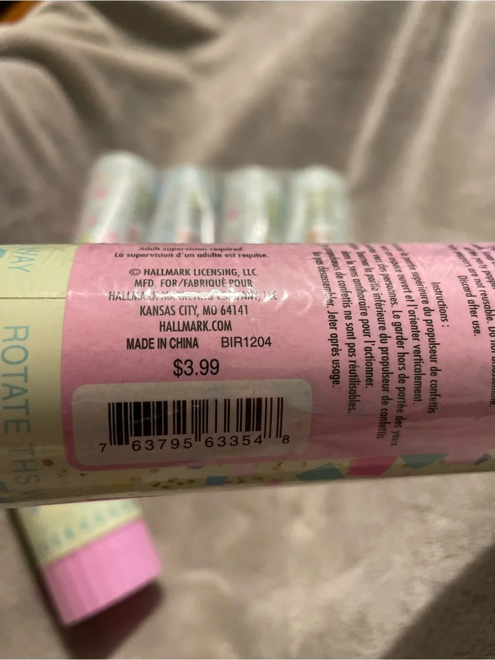 Hallmark Party Time Confetti Popper - Pink & Pastel